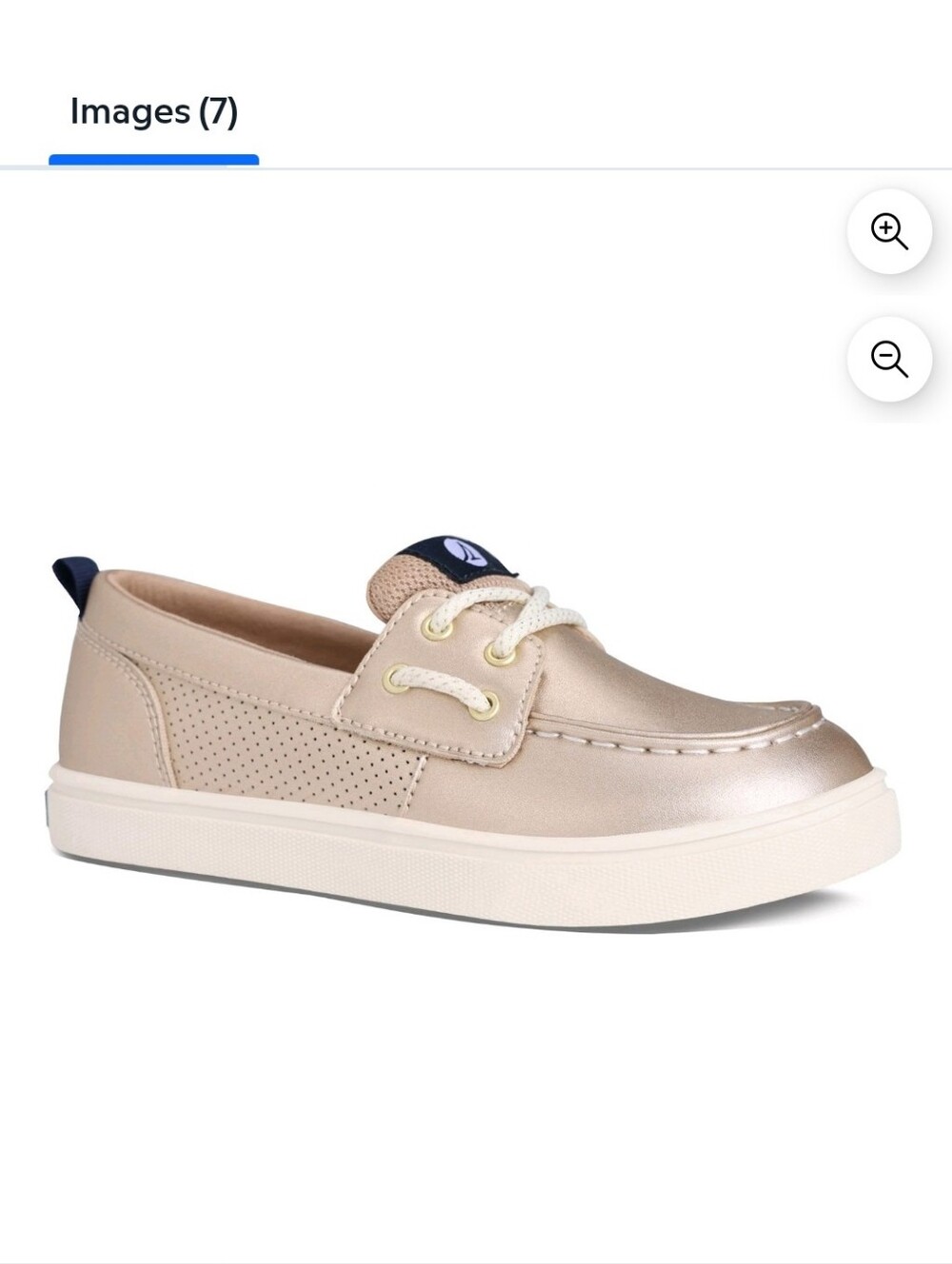 Girls Metallic Gold Sperry Slip-On Boat Shoe with Laces